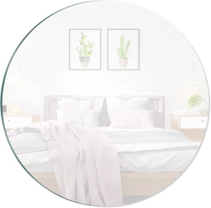 12'' Circle Mirror round Glass Mirror Self Adhesive Mirror HD Large Makeup Mirro - Picture 1 of 7