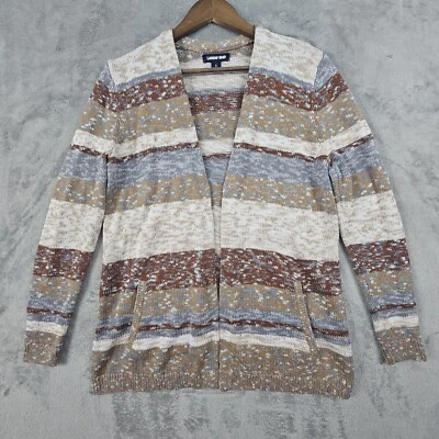 Land's End Cardigan Sweater Womens S Multicolor Knit Striped Cozy Comfort Casual - Image 1 of 4