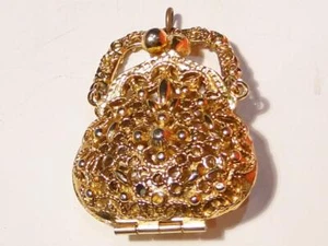 Unique Vintage Old Fashioned Purse That Opens Gold Tone Pendant - Picture 1 of 3