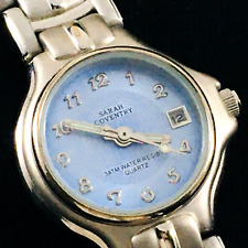 Sarah Coventry Quartz Water Resistant Silver Tone Round Faced Watch Works.
