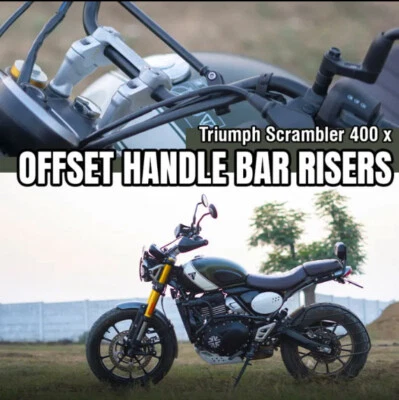 OFFSET HANDLEBAR RISER SILVER Fit For Triumph Scrambler 400X Foto 1 de 4