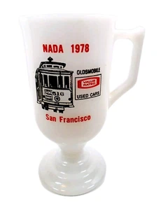 Tazza Vintage Oldsmobile Vetro Latte Piedistallo Pubblicità NADA San Francisco 1978 - Foto 1 di 9