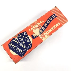 Vtg Cardinal Longhorn Black Hardwood Dominoes #555 - 28 Tiles Original Box - Picture 1 of 10