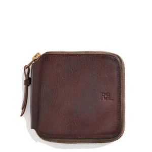 RRL by Ralph Lauren Leather Zip Wallet Dark Brown - Picture 1 of 5
