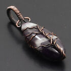 Amethyst Lace Gemstone Mum Gift Copper Wire Wrapped Pendant 2.3" Jewelry G4629
