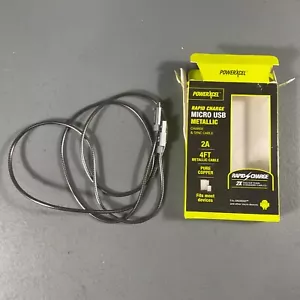 PowerXcel Durable 4 Ft. Rapid Charge Micro USB Metallic Charge & Sync Cable READ - Picture 1 of 24
