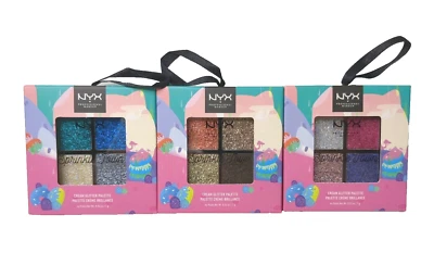 3 NYX Sprinkle Town Glitter Palette - Chocolate Shake Strawberry Whip Peppermint - Image 1 of 4