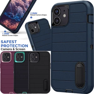 For Apple iPhone 12 Pro Max/12 Pro/12 Shockproof Case Stand Holder Rubber Cover - Picture 1 of 36