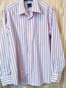 Mens Pink & White Striped shirt. Size Lge 100 % Cotton Smart.Daniel Hechter - Picture 1 of 4