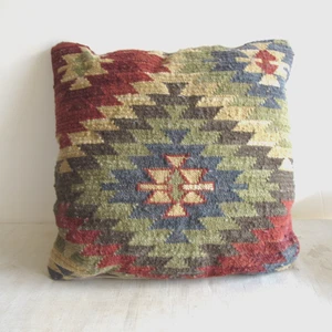 Pottery Barn Kilim Pillow with Feather Insert 17 x 17" Southwest/Tribal - Picture 1 of 6
