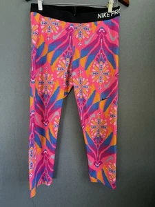 Women's Nike Pro Printed Cropped Training Tights Multi Color XL Dri-Fit - Picture 1 of 7
