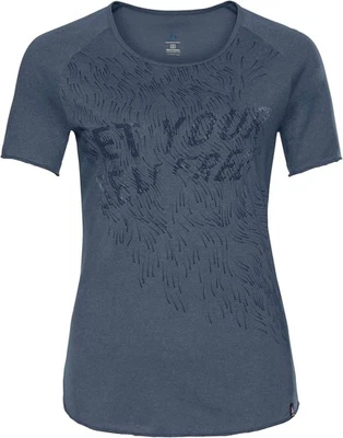 Odlo Mujer Camiseta Manga Corta Camisa BL TOP Cuello Redondo Estampado CLARO, Azul, S Foto 1 de 2