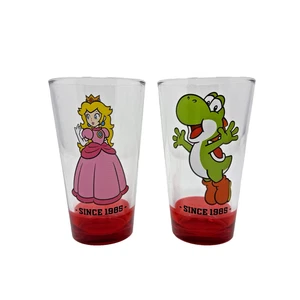 Vaso de pinta Super Mario Bros 16 OZ Princesa Melocotón y Yoshi Coleccionable desde 1985 - Imagen 1 de 10