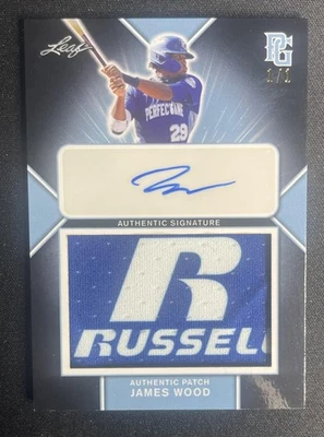 2020 Leaf Perfect Game  #PA-JW1 James Wood Patch Auto Charcoal BRAND PATCH #/1 - Image 1 of 2