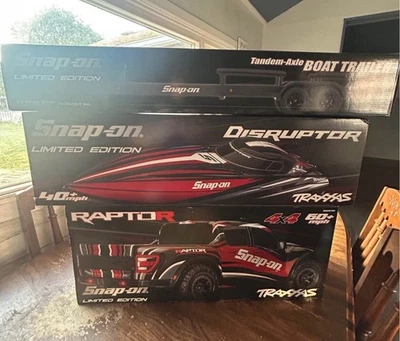 SNAP-ON TOOLS LIMITED EDITION RAPTOR TRUCK TRAXXAS RC DISRUPTOR BOAT & TRAILER - Image 1 of 4