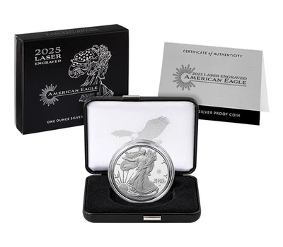 🔥 VERY RARE 2025 Laser Engraved American  Eagle 1oz Silver Proof Limited Set 🔥 - Image 1 of 4