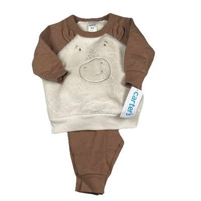 Moletom Carters Moose Outfit bebê tamanho 3M joggers 2 peças marrom pele sintética NOVO - Imagem 1 de 4