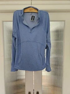 Danskin Damen Melange Half Zip Sport Top Langarm Blau Gr. L ~ D4385S - Bild 1 von 10