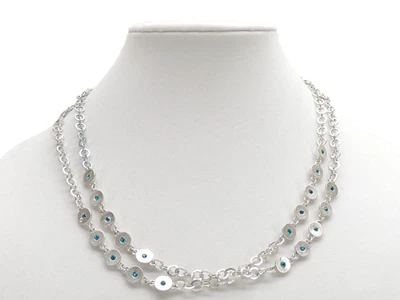 Jessica Simpson 哈瓦那爱情长项链银色蓝色 400462-SLVRT 全新! 全新带标签 — 第 1/3 张图片