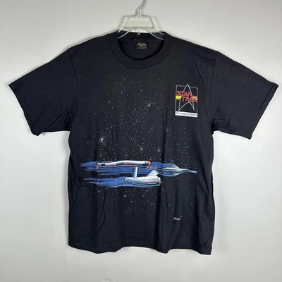 Camiseta Star Trek 25 Aniversario Para Hombre De Colección Negra XL Algodón Doble Gráfico 1991 Foto 1 de 4