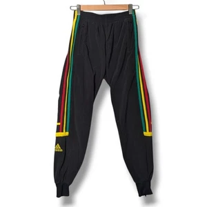 Adidas Rasta Velour Track Pants Men's XS 26" Black Tracksuit Bottoms Jamaica - Picture 1 of 17