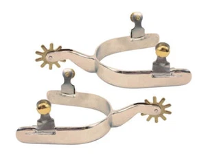 Par de espuelas de botón de latón de acero inoxidable para damas tamaño: 3,5" de ancho - Imagen 1 de 9