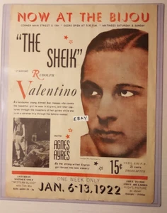 Original Rudolph Valentino "Der Scheich" Theaterplakat Jan. 1922 im Bijou - Bild 1 von 2