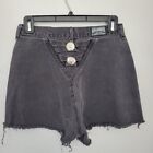 Rough Rider Vintage schwarz Denim Jeans Cutoff Shorts Concho Rücken Damen 9/10 8