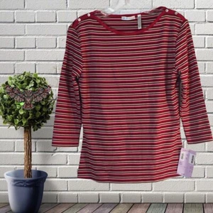 Clothes Brand Striped Knit Boat Neck Top Large NWT - Picture 1 of 3