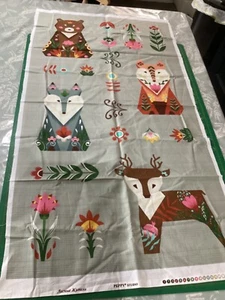 Woodland Folk Animals by Peppy Studios Panel Cotton Fabric 22” by WOF 43” - Picture 1 of 3