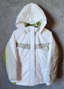 Columbia Kids Hooded Zip Up Puffer Winter Jacket White/Green XG5034 Youth 14/16 - Picture 1 of 21