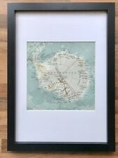 Vintage Map of Antarctica - 1960's - Mounted & Framed