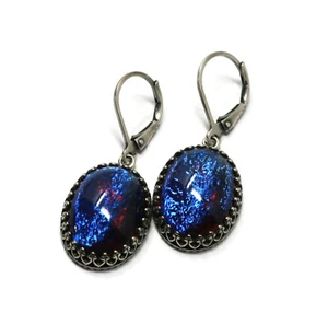 Dragon's Breath Crown Drop Leverback Earrings - Picture 1 of 6