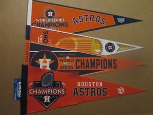 MLB Houston Astros 2017 & 2022 World Series Champions Lot of 4 Logo Pennants - Picture 1 of 1