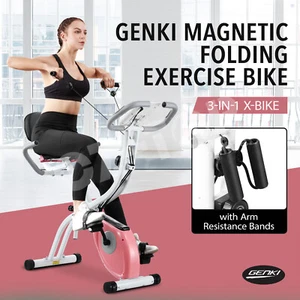 Genki Folding Exercise Bike Magnetic X-Bike Home Gym Spin Bicycle Fitness 3 In 1 - Picture 1 of 12