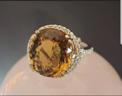 Anillo de compromiso aguamarina oro 14K 15,17 ctw diamantes  Foto 1 de 4