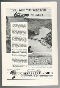 1940 CHESAPEAKE & OHIO advertisement, Chessie the kitten, New River Gorge - Picture 1 of 3