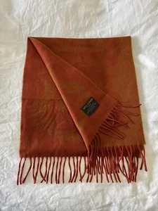 Meg Cohen 100% Cashmere Fringed Orange Rust Scarf Made in England - Picture 1 of 7
