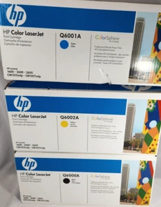 Genuine HP Color LaserJet toner Q6000A Black Q6001A Cyan Q6002A Yellow SEALED - Photo 1/6
