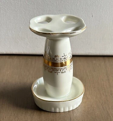 Vintage Andre Richard Regal Gold Porcelain Toothbrush Holder Made in Japan - Изображение 1 из 4