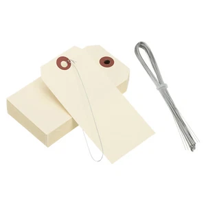 80Pcs Blank Manilla Shipping Tags with Wire, 4.72 x 2.36Inch Creamy Yellow - Picture 1 of 6