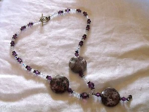 Crystal and Amethyst Necklace - w/Purple Marble like Stones - Unique - Must See! - Picture 1 of 6
