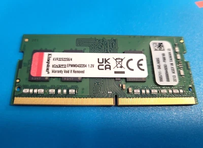 Kingston 4GB PC4-25600 DDR4-3200MHz KVR32S22S6/4 CL22 260-Pin Laptop memory - Image 1 of 3
