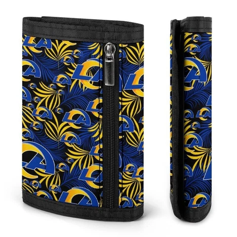 Los Angeles Rams Fans Wallets Mens Trifold Printed Wallet Zipper Coin Purse Cover