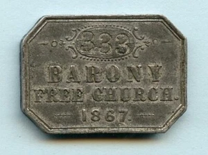 BARONY FREE CHURCH GLASGOW COMMUNION CHURCH TOKEN 1867 NUMBER 333 - Picture 1 of 2