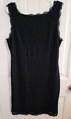 Adrianna Papell Black Lace Sleeveless Party Dress size 16 Sheath Back Zip Detail - Image 1 of 4