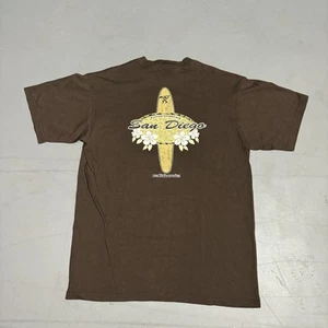 Stussy T Shirt Vintage Tee Brown Skate Surf San Diego Graphic 90s Large/Medium - Picture 1 of 7