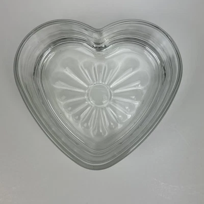 复古 Libby 透明心形玻璃碗糖果盘饰品情人节 — 第 1/4 张图片