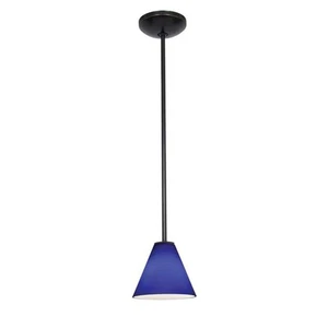 Martini 1-Light Oil Rubbed Bronze Shaded Pendant Light with Glass Shade - Picture 1 of 2