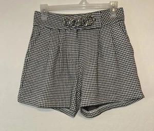 Alexander Wang Womens Wool Side Zip High Rise Pleated Shorts Houndstooth 2 - Picture 1 of 7